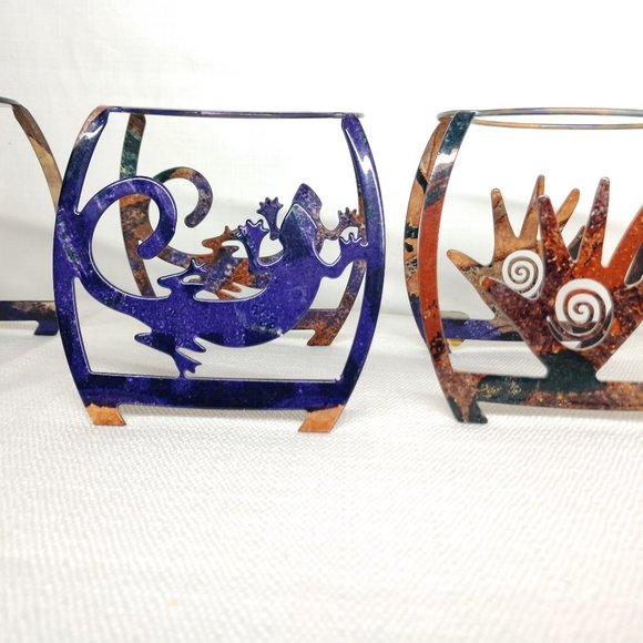 Celestial Lizard Hand Sun Kokopelli Artlite Candle Holder Color Fusion Votive 4 - Picture 5 of 5